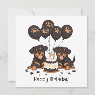Cartão Feliz Aniversário Rottweiler Cães