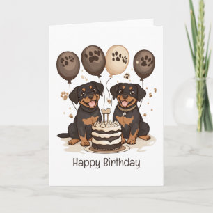 Cartão Feliz Aniversário Rottweiler Cães