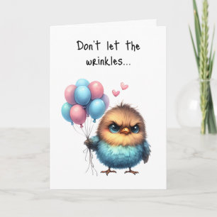 Cartão Feliz Aniversário Rugas e Penas de Aves Grumpy