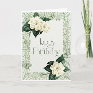 Cartão Feliz Aniversário - Sage Green e Ivory Florals