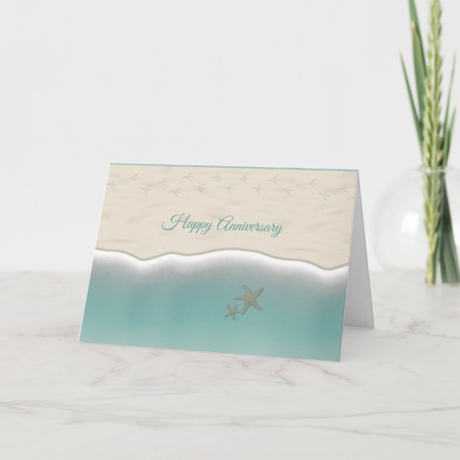 Cartão Feliz Aniversário Sandy Beach Pigeon Tracks (Frente)