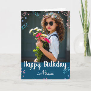 Cartão Feliz Aniversário Selfie Nome Personalizado Confet