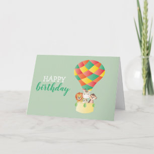 Cartão Feliz Aniversário Selva Animais de Ar Quente
