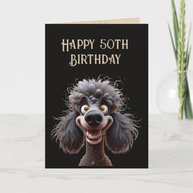 Cartão Feliz Aniversário Sem Cachorro De Poodle Stress 50 (Frente)