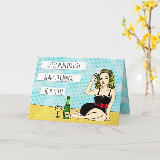 Cartão Feliz Aniversário, Senhora Retron Sexy Flirty Arco (Flor Amarela)