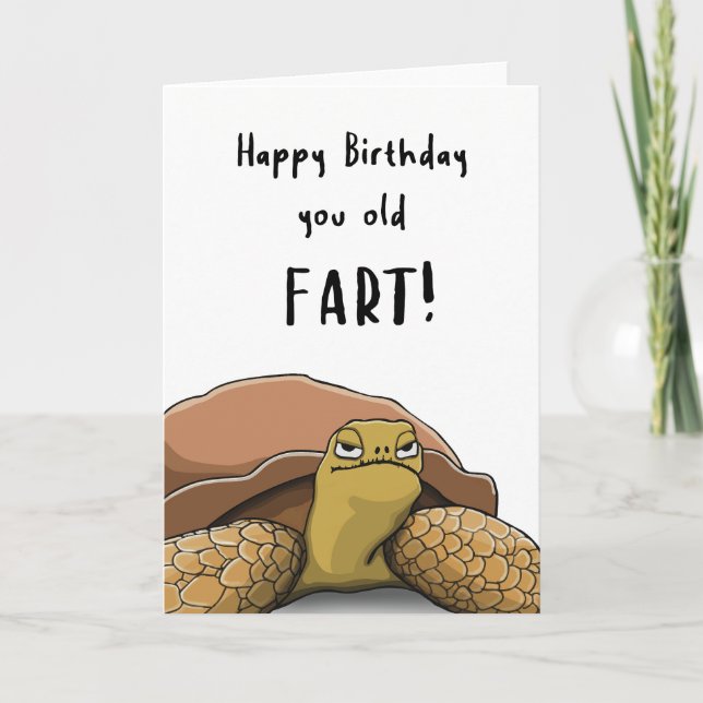 Cartão Feliz Aniversário, Seu Velho Fart - Tartaruga Hilá (Frente)