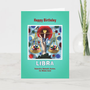 Cartão Feliz Aniversário Signo de Libra