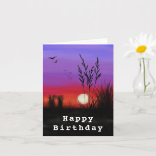 Cartão Feliz Aniversário - Silencioso - Aquarela