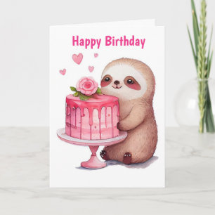 Cartão Feliz aniversário Sloth