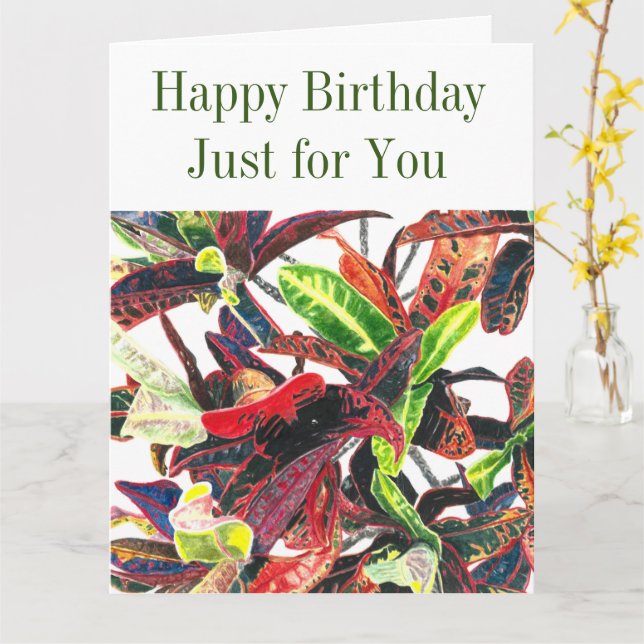 Cartão Feliz Aniversário Só para Você Folhagem de Planta  (Flor Amarela)