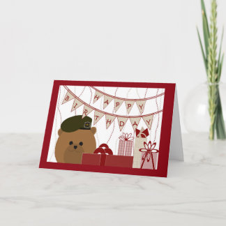 Cartão Feliz Aniversário, Soldado Beret Verde do Exército