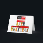 Cartão Feliz Aniversário Son EUA Bandeira e gatos<br><div class="desc">Gatos de cartoon de pé nas patas traseiras em duas filas. Os gatos estão segurando uma faixa vermelha que diz "Feliz Aniversário Filho",  e uma grande bandeira americana. Um cartão patriótico divertido para qualquer filho,  especialmente se ele é um amante de gato!</div>