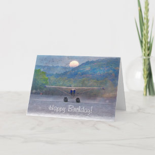 Cartão Feliz Aniversário Sunset Seaplane