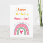 Cartão Feliz aniversário Sunshine, você é tão amado arco-<br><div class="desc">Muito ensolarado, meu cartão de aniversário!De piadas bobos a declarações românticas sérias, o compro MiKa Art Zazzle tem algo para todos. Canadiana, presentes japoneses, joias, capas para dispositivos eletrônicos, botões divertidos, canecas, ornamentos, cartões e posters... Por favor, leve um tempo e olhe ao redor. Pode até achar algo que não...</div>