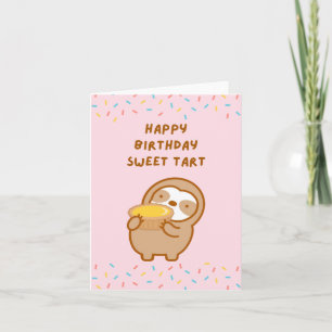 Cartão Feliz Aniversário Sweetheart Egg Tart Sloth