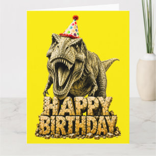 Cartão Feliz Aniversário T-Rex
