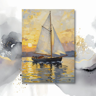 Cartão Feliz Aniversário Tema Barco à Vela