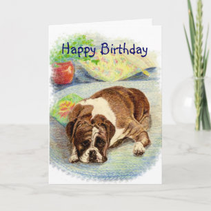 Cartão Feliz Aniversário Tenha Um Cão Humor Boxer Anima
