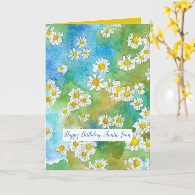 Cartão Feliz Aniversário Tia Beneficente Para Você Nome P (Flor Amarela)