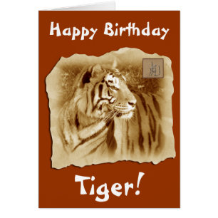 Cartão Feliz aniversário Tigre!-Astrologia chinesa