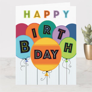 Cartão Feliz Aniversário Tipografia Brilhante Balões Colo