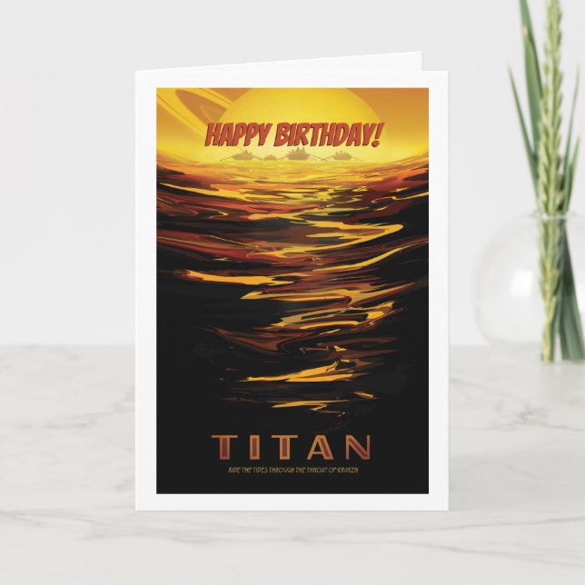 Cartão Feliz aniversário! Titan Moon de Saturno (Frente)