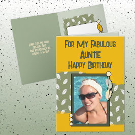 Cartão Feliz aniversário, titia, foto verde-amarela