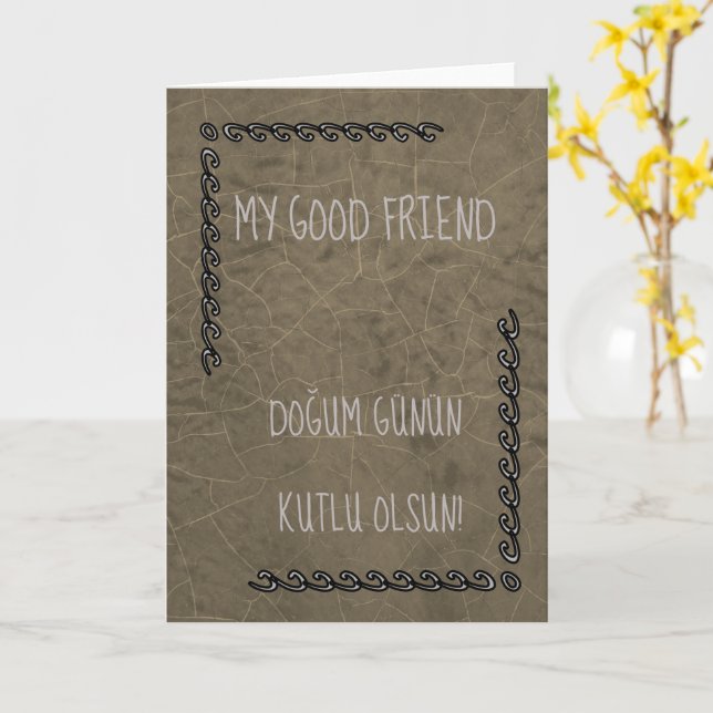 Cartão Feliz Aniversário Turco (Flor Amarela)