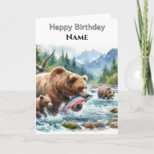 Cartão Feliz Aniversário Urso Pardo do Alasca  
