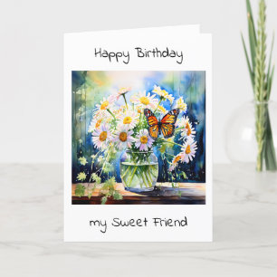 Cartão Feliz aniversário   Vase of Daisies