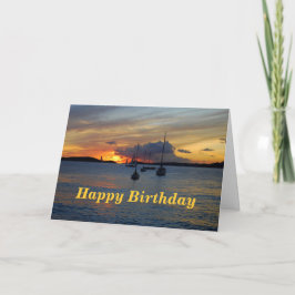 Cartão Feliz Aniversário Velas ao Pôr do Sol