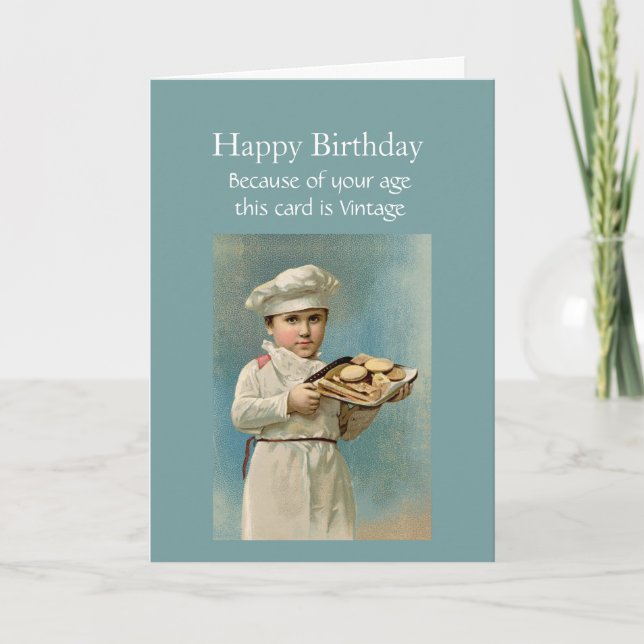 Cartão Feliz Aniversário, Vintage, porque gosto de você (Frente)