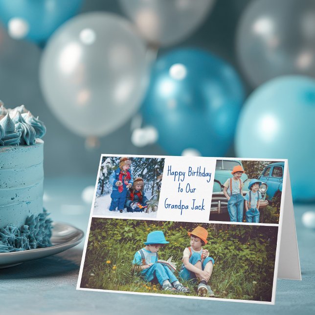 Cartão Feliz Aniversário Vovô Foto de Netos Personalizado (Criador carregado)