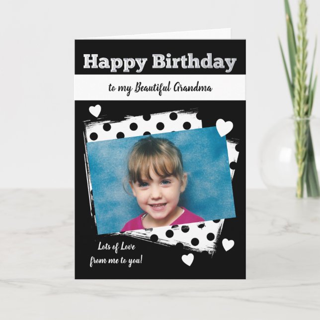 Cartão Feliz Aniversário Vovó, foto em preto e branco (Frente)