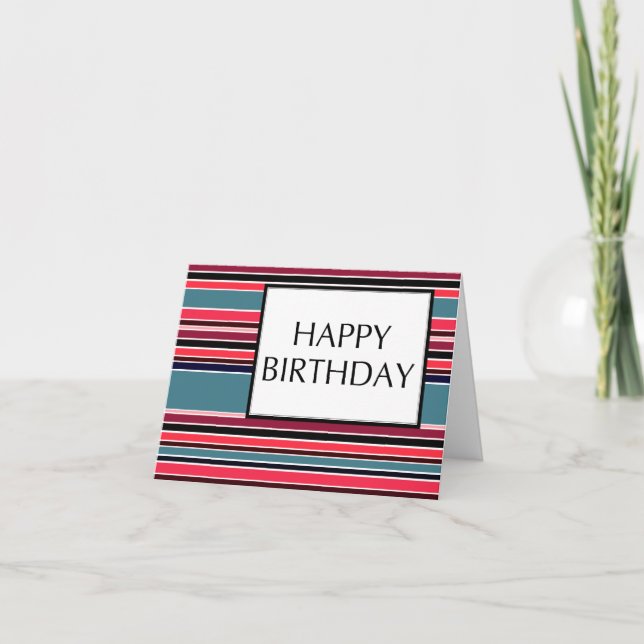 Cartão feliz aniversário (wineStripes) (Frente)