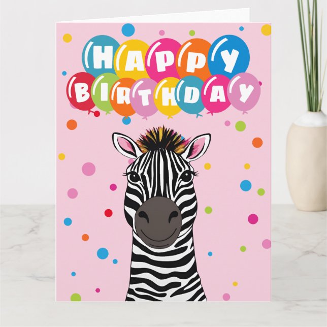 Cartão Feliz Aniversário Zebra (Frente)