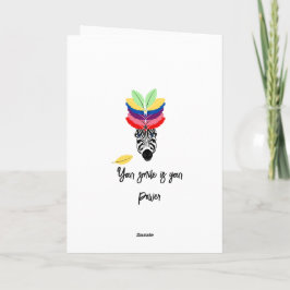 Cartão feliz aniversário zebra penas coloridas