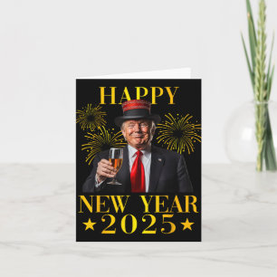 Cartão Feliz ano novo 2025 Engraçado Trump Ano Novo Ameri