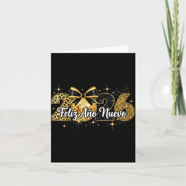 Cartão Feliz Ano Novo 2026 Bola de Discoteca Feliz Ano No (Frente)