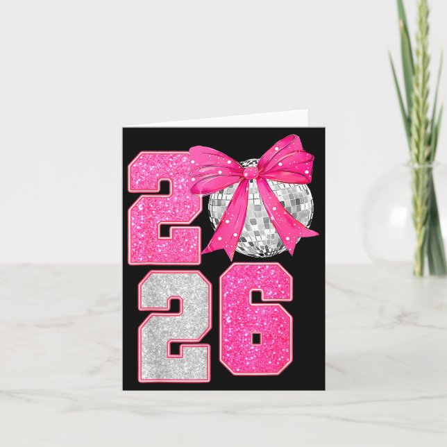 Cartão Feliz Ano Novo 2026 Bola de Discoteca Nk Coquette  (Frente)