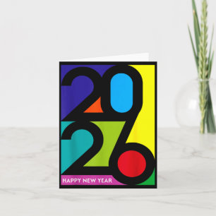 Cartão Feliz Ano Novo 2026 Colorido Divertido Festa de An