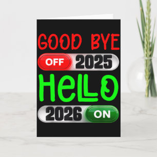 Cartão Feliz Ano Novo 2026 Tchau 2025 Olá 2026