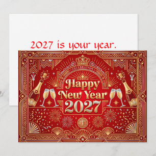 Cartão Feliz Ano Novo 2027 Celebração