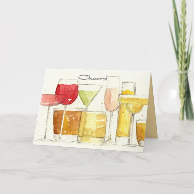 Cartão Feliz ano novo Cheio Óculos de coquetel (Frente)