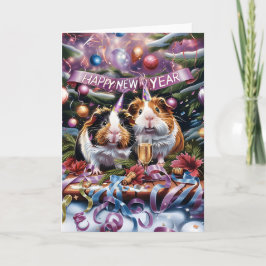 Cartão Feliz ano novo de porcos-guineenses