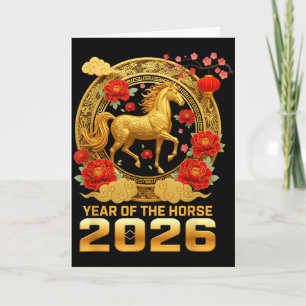 Cartão Feliz Ano Novo Lunar 2026 – Ano Do Cavalo Cele