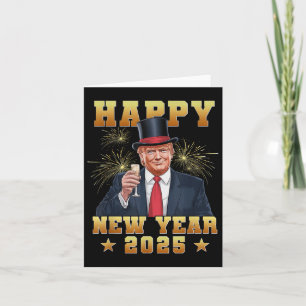 Cartão Feliz Ano Novo Trump Engraçado 2025 Uni-adultos Tr