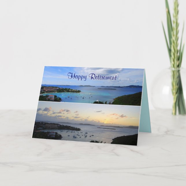 Cartão Feliz aposentadoria, Cruz Bay Collage, Rua. (Frente)