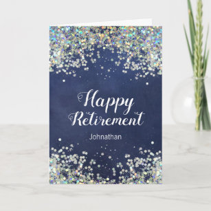 Cartão Feliz aposentadoria Faux Glitter Confetti
