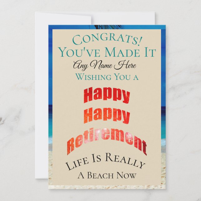 Cartão Feliz Aposentadoria Feliz Qualquer Nome Parabéns - (Frente)